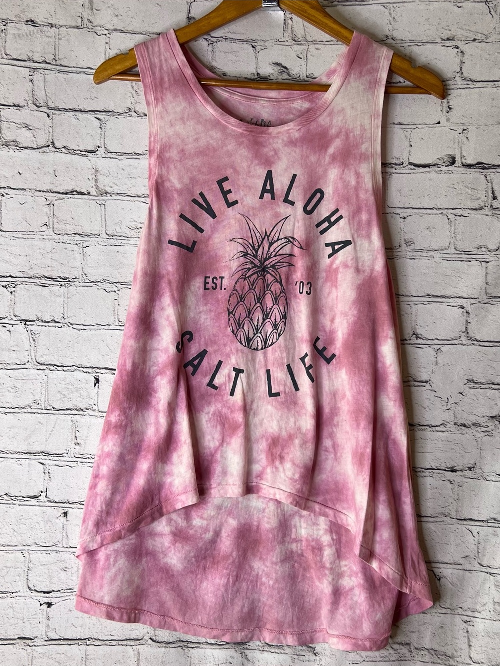 Salt Life Aloha Women’s High Low Sleeveless Tie Dye Tank Top Size Medium